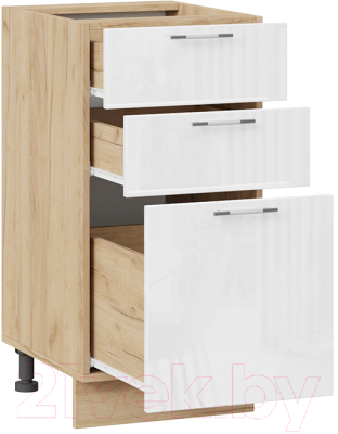 Шкаф-стол кухонный ТриЯ Весна 1Н4Я3 (дуб крафт золотой/белый глянец)