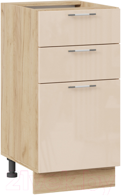 Шкаф-стол кухонный ТриЯ Весна 1Н4Я3 (дуб крафт золотой/ваниль глянец) - фото