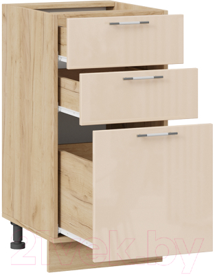 Шкаф-стол кухонный ТриЯ Весна 1Н4Я3 (дуб крафт золотой/ваниль глянец)