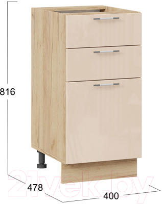 Шкаф-стол кухонный ТриЯ Весна 1Н4Я3 (дуб крафт золотой/ваниль глянец)