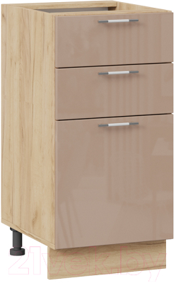 Шкаф-стол кухонный ТриЯ Весна 1Н4Я3 (дуб крафт золотой/кофе с молоком) - фото