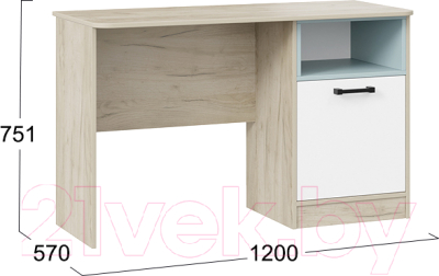 Письменный стол ТриЯ Оливер тип 1 (дуб крафт серый/белый/серо-голубой)