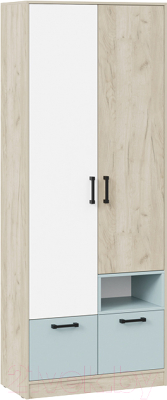 Шкаф ТриЯ Оливер (дуб крафт серый/белый/серо-голубой) - фото