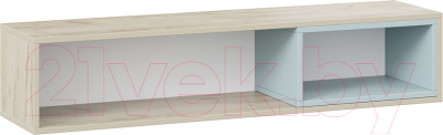 Полка ТриЯ Оливер (дуб крафт серый/белый/серо-голубой) - фото