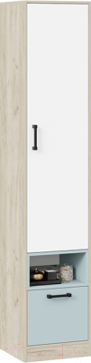 Шкаф-пенал ТриЯ Оливер комбинированный (дуб крафт серый/белый/серо-голубой) - фото