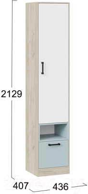 Шкаф-пенал ТриЯ Оливер комбинированный (дуб крафт серый/белый/серо-голубой)