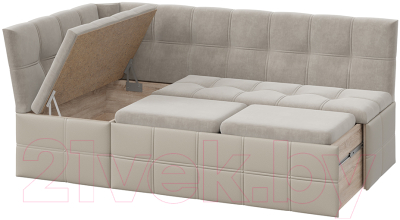 Уголок кухонный мягкий ТриЯ Домино исп.2 (кожзам светло-коричневый/велюр мокко светлый)