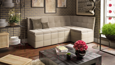 Уголок кухонный мягкий ТриЯ Домино исп.2 (кожзам светло-коричневый/велюр мокко светлый)