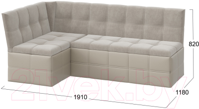 Уголок кухонный мягкий ТриЯ Домино исп.2 (кожзам светло-коричневый/велюр мокко светлый)