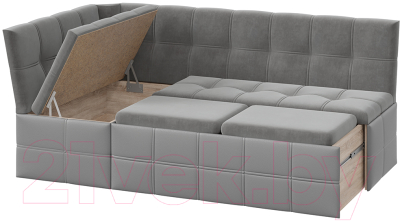 Уголок кухонный мягкий ТриЯ Домино исп.2 (кожзам серый/велюр серый)