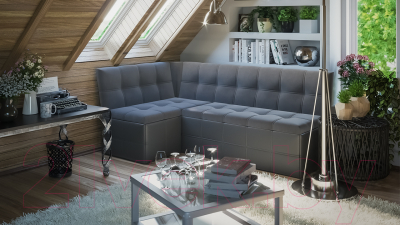 Уголок кухонный мягкий ТриЯ Домино исп.2 (кожзам серый/велюр серый)