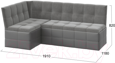 Уголок кухонный мягкий ТриЯ Домино исп.2 (кожзам серый/велюр серый)