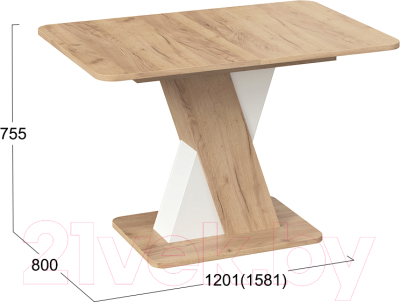 Обеденный стол ТриЯ Люксембург тип 3 (дуб крафт золотой/белый)