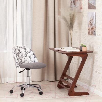 Кресло офисное Tetchair Melody (ткань/флок, серый/Cats/29)