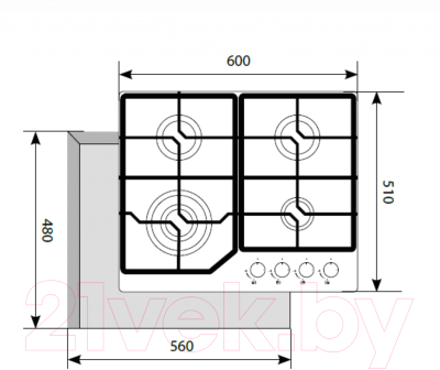 Газовая варочная панель Lex GVG 640-1 BL / CHAO000176