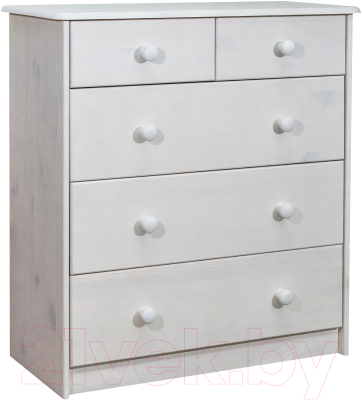 Комод Dipriz 5 ящиков Д.2301.1 (белый воск) - фото