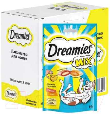Лакомство для кошек Dreamies MIX с лососем и сыром