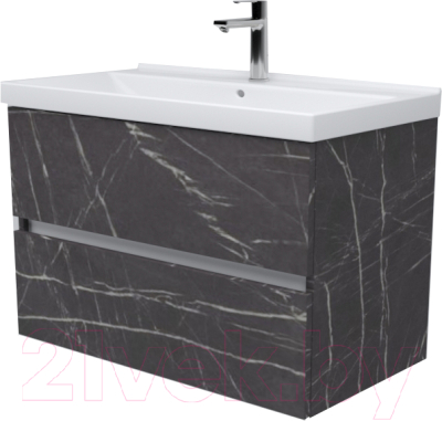 Тумба под умывальник Дабер 011 / Т11.6.0.12Б (мрамор черный/белый) - фото