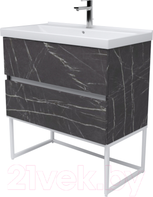Тумба под умывальник Дабер 012 / Т12.8.0.12Б (мрамор черный/белый) - фото