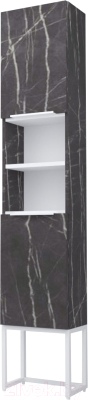 Шкаф-пенал для ванной Дабер 018 / СТ18.0.1.12Б (мрамор черный/белый) - фото