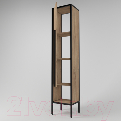 Шкаф-пенал для ванной Дабер 021 / СТ21.0.2.6 (дуб канзас коричневый/черный)