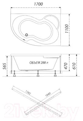 Ванна акриловая Triton Мари 170x110 Комфорт L