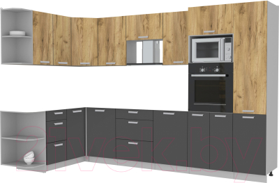 Готовая кухня Интерлиния Мила Лайт 1.68x3.2 левая без столешницы - фото
