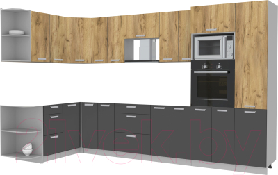 Готовая кухня Интерлиния Мила Лайт 1.68x3.4 левая без столешницы - фото
