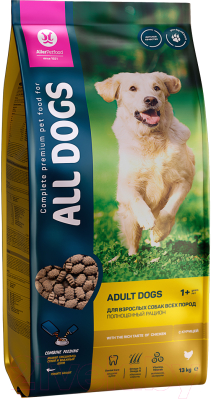 Сухой корм для собак All Dogs С курицей - фото