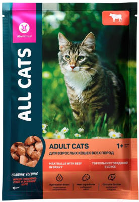 Влажный корм для кошек All Cats Тефтельки с говядиной в соусе - фото