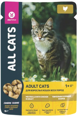 Влажный корм для кошек All Cats Тефтельки с курицей в соусе - фото