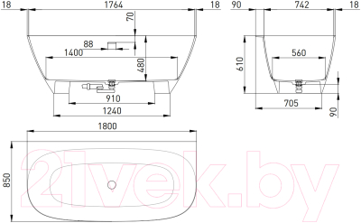 Ванна из искусственного мрамора Salini Sofia Wall 180x85 / 102513G