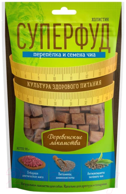 Лакомство для собак Деревенские лакомства Перепелка и семена чиа - фото