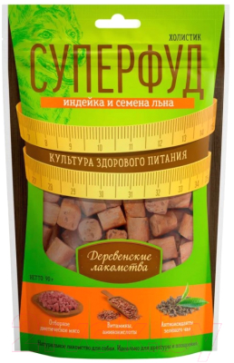 Лакомство для собак Деревенские лакомства Индейка и семена льна - фото