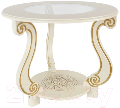 Журнальный столик Мебелик Грация С (слоновая кость/золото) - фото