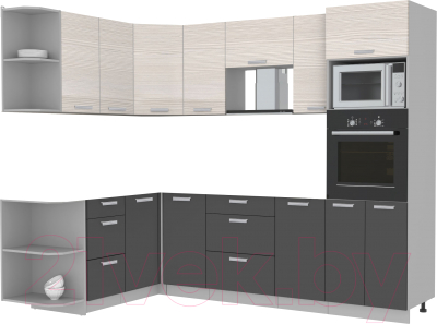 Готовая кухня Интерлиния Мила Лайт 1.68x2.6 левая без столешницы - фото