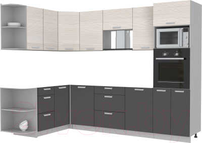Готовая кухня Интерлиния Мила Лайт 1.68x2.8 левая без столешницы - фото