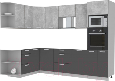 Готовая кухня Интерлиния Мила Лайт 1.68x2.8 левая без столешницы - фото