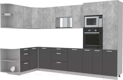 Готовая кухня Интерлиния Мила Лайт 1.68x3.2 левая без столешницы - фото