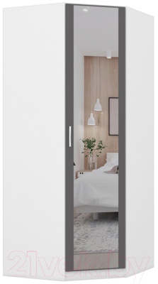 Шкаф Интермебель Марсель 1 зеркало / МР-10 (графит серый) - фото