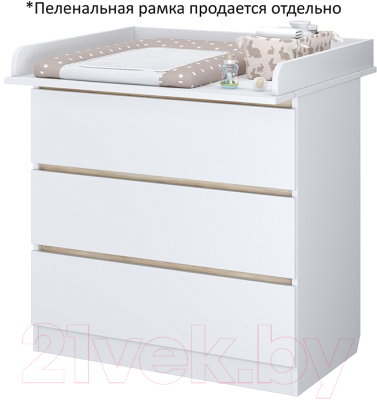 Комод пеленальный Polini Kids Simple 1980 / 0002323.52 (белый/вяз)