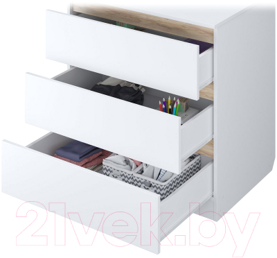 Комод пеленальный Polini Kids Simple 1980 / 0002323.52 (белый/вяз)