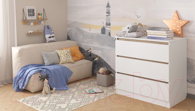 Комод пеленальный Polini Kids Simple 1980 / 0002323.52 (белый/вяз)