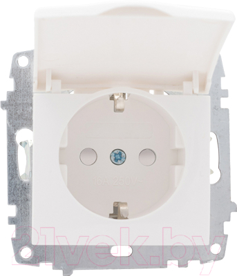 Розетка EKF Милан-1 16А с защитными шторками и крышкой - фото