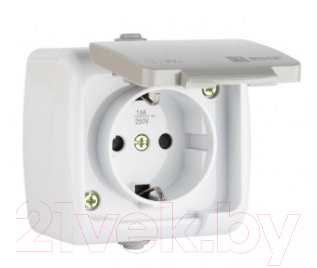 Розетка EKF Мурманск-1 16А IP54 с защитными шторками и крышкой / EFR16-029-3 - фото