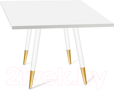 Обеденный стол Sheffilton SHT-TU14/80/80 ЛДСП (белый муар/золото/белый снег) - фото