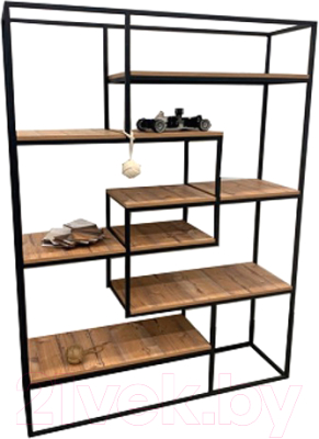 Стеллаж Home Loft СТж 3 ЛДСП (пихта брамберг/черный металл) - фото