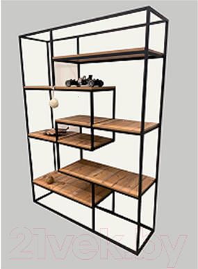 Стеллаж Home Loft СТж 3 ЛДСП (пихта брамберг/черный металл)