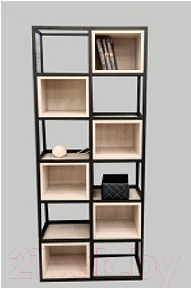 Стеллаж Home Loft СТж 5 ЛДСП (пихта брамберг/черный металл)