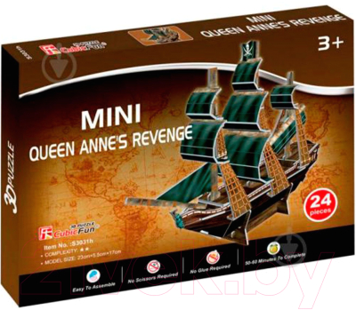 Конструктор CubicFun Корабль Месть Королевы Анны Мини / S3031h - фото